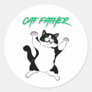 Lustiger Katzenvater Runder Aufkleber