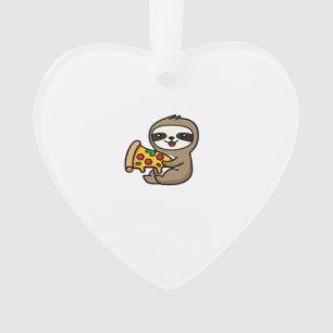 Lustiger Kawaii Chibi Faultier mit Pizza � Süße Ze Ornament