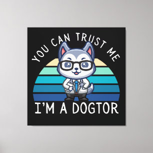 Lustiger Kawaii Husky-Hund-Arzt Leinwanddruck