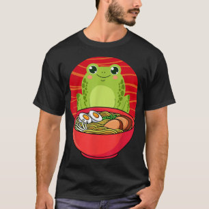 Lustiger Kawaii Süßer Frosch isst Ramen Japanische T-Shirt