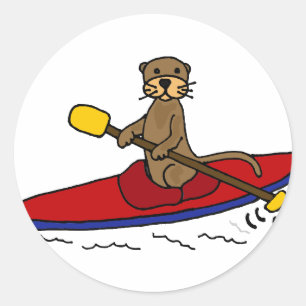 Lustiger Kayaking Otter Runder Aufkleber