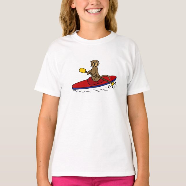 Lustiger Kayaking Otter T-Shirt (Vorderseite)