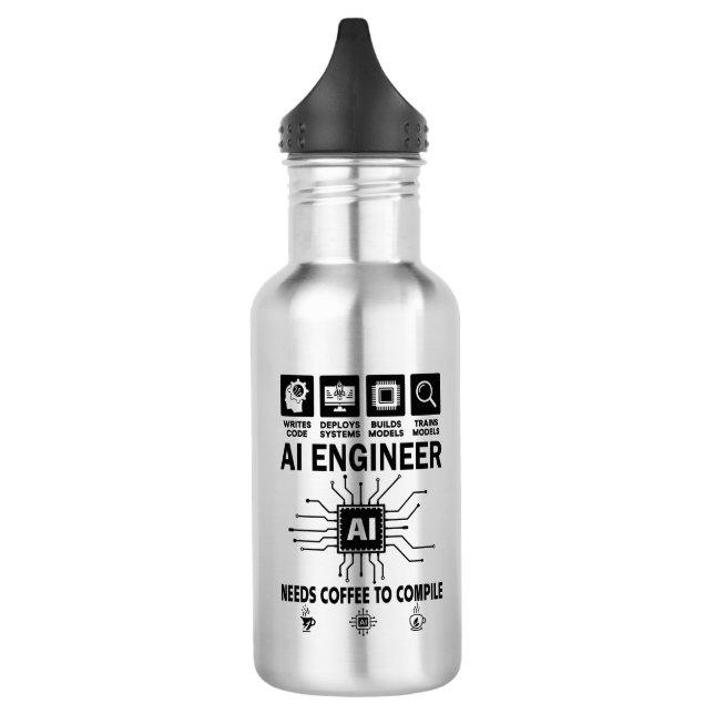 Lustiger KI-Ingenieur Codierer Programmierer Entwi Edelstahlflasche (Links)