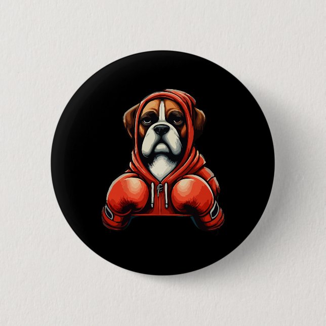 Lustiger Kickboxen- oder Boxen-Boxer-Hund Button (Vorderseite)