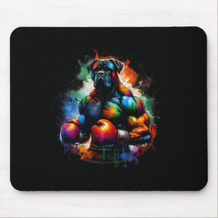 Lustiger Kickboxer- oder Boxerhund Farbspritzer  Mousepad