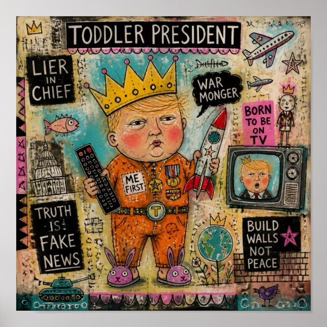 Lustiger Kleinkind-Präsident-Collage Poster (Vorne)