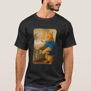 Lustiger Klempner Katzen-Meme Handwerker Hilarisch T-Shirt