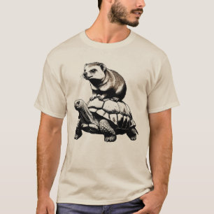 Lustiger Klippschliefer reitet auf einer Schildkrö T-Shirt