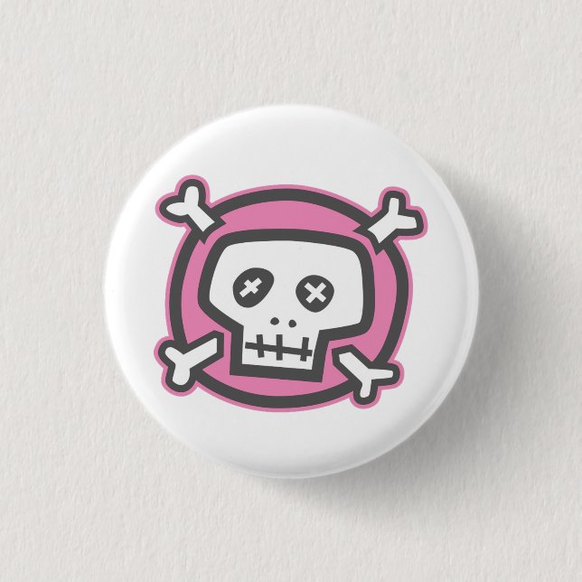 Lustiger Knopf des Schädels (graue Art) Button (Vorderseite)