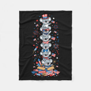 Lustiger Koala Amerikanische USA-Flagge Memorial D Fleecedecke