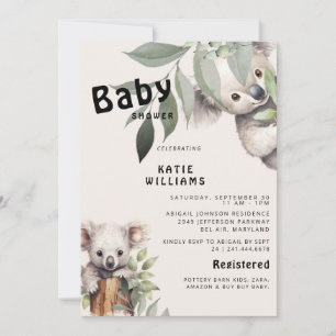 Lustiger Koala Bär Beige Oh Boy! Baby Shower  Einladung