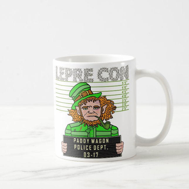Lustiger Kobold Leprecon Mugshot v1 Kaffeetasse (Rechts)