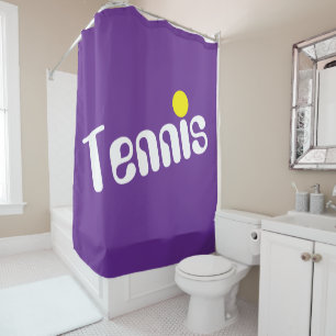 Lustiger königlicher lila Retro-Weiß-TENNIS-Text-S Duschvorhang
