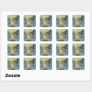 LUSTIGER KOPFLOSER REITER EULEN-OWL, SLEEPY HOLLOW QUADRATISCHER AUFKLEBER