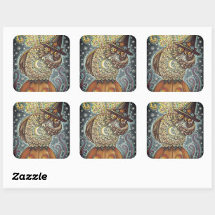 LUSTIGER KOPFLOSER REITER EULEN-OWL, SLEEPY HOLLOW QUADRATISCHER AUFKLEBER