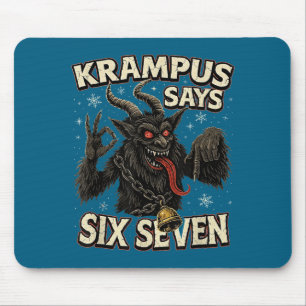 Lustiger Krampus sagt sechs sieben 6 7 Meme Weihna Mousepad