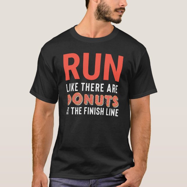 Lustiger Krapfen-laufendes Fitness-Geschenk T-Shirt (Vorderseite)