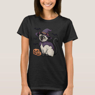 Lustiger Kürbis Fledermaus Hexen Kostüm Katze Hall T-Shirt
