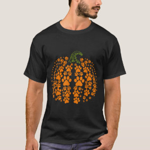 Lustiger Kürbis Halloween Pfote Hund T-Shirt