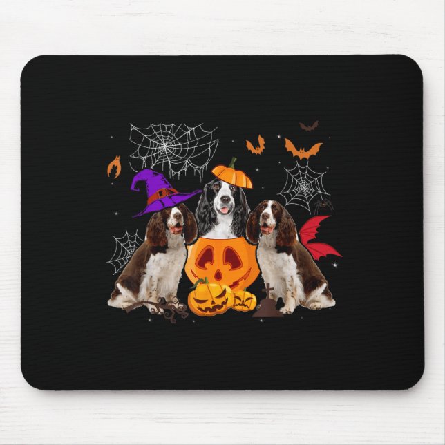 Lustiger Kürbis-Hexen-Englisch Springer Spaniel Hu Mousepad (Vorne)