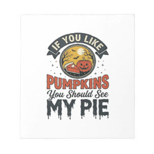 Lustiger Kürbiskuchen Halloween Vintage-Shirt-Desi Notizblock