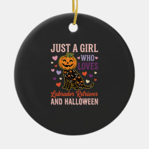 Lustiger Labrador Retriever Halloween-Kürbis-Hund Keramik Ornament