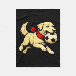 Lustiger Labrador Retriever Hund spielt Fußballspi Fleecedecke
