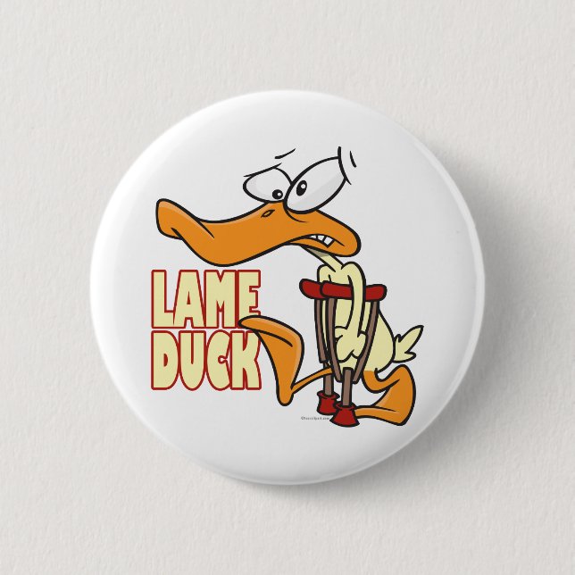lustiger Lame Ente Cartoon Button (Vorderseite)