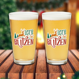 Lustiger Lasst uns Blitzen Rentier Glas