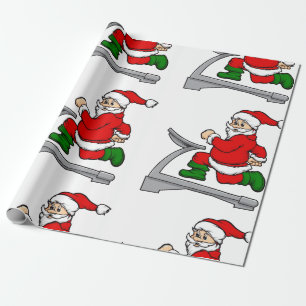 lustiger Laufband-Weihnachtsmann Geschenkpapier