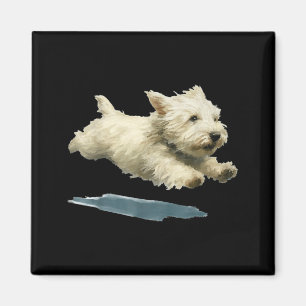 Lustiger laufender Hund Kunstprint süßer Westie-Hu Magnet
