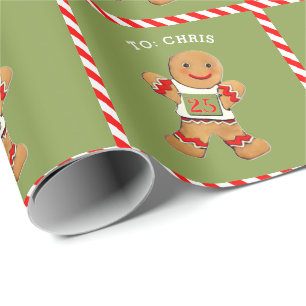 Lustiger Laufender Lebkuchen Weihnachten Geschenkpapier