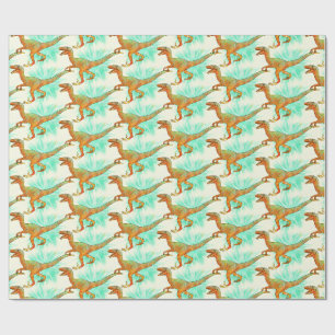 Lustiger Laufender Velociraptor Jurassic Dinosaur  Geschenkpapier