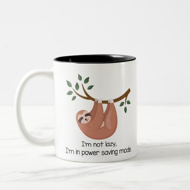 Lustiger Laxy Power, der Sloth rettet Zweifarbige Tasse (Links)