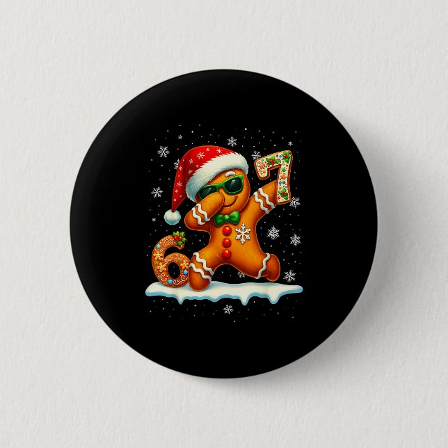 Lustiger Lebkuchen Sechs Sieben 67 Eis Drip Weihna Button (Vorderseite)