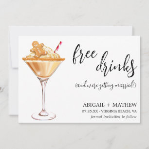 Lustiger Lebkuchen-Weihnachts-Martini-Foto-Hochzei Save The Date