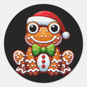 Lustiger Lebkuchenmann Frosch Weihnachten Damen He Runder Aufkleber