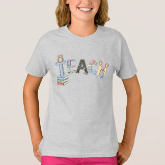 Lustiger Lehrer Danksagungs Schulbedarf Alphabe T-Shirt