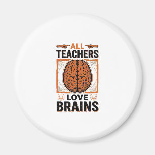 Lustiger Lehrer Halloween Gehirne Vintage Grafik_1 Magnet