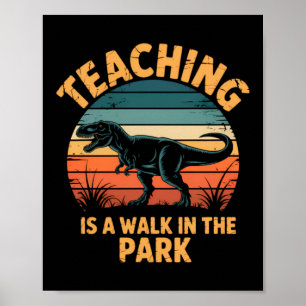 Lustiger Lehrer Zurück zur Schule Dinosaurier Nied Poster