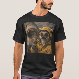 Lustiger Lemur raucht Pfeife Hai Angriff Meme T-Shirt