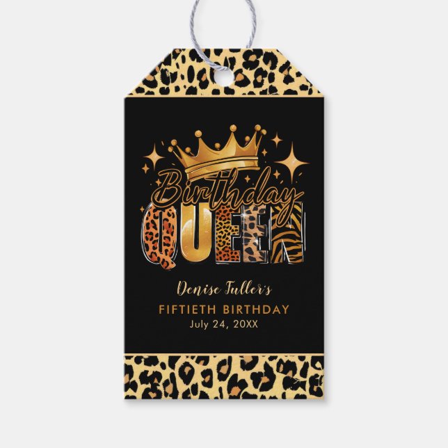 Lustiger Leopard Geburtstag Königin Fünfzigster Ge Geschenkanhänger (Vorderseite)
