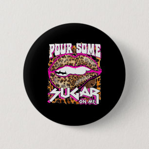 Lustiger Leopard Heiß Rosa Lippen Gieß Ein Wenig Z Button