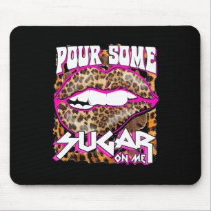 Lustiger Leopard Heiß Rosa Lippen Gieß Ein Wenig Z Mousepad