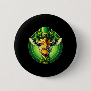 Lustiger Leprechaun-Giraffe St. Patricks Tag Kinde Button
