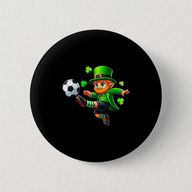 Lustiger Leprechaun Irischer Fußball St. Patrick M Button (Vorderseite)