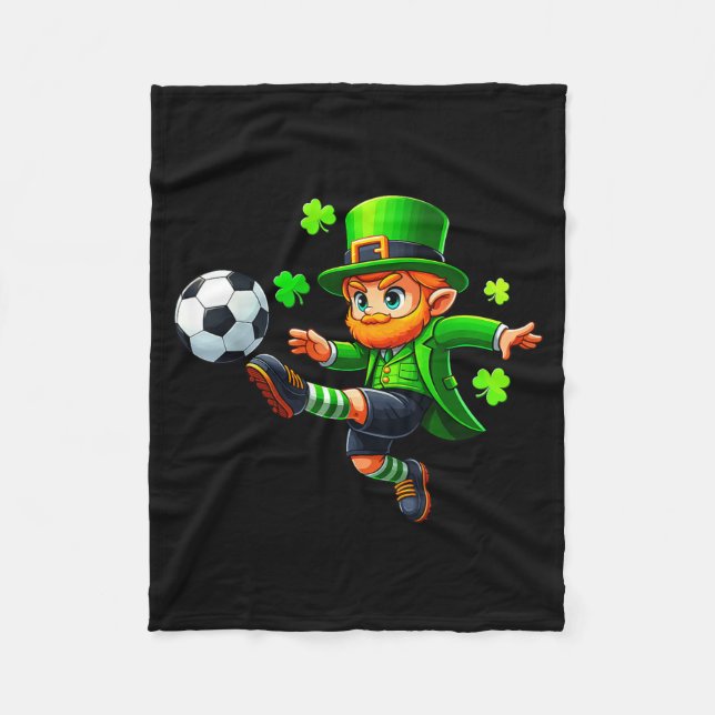 Lustiger Leprechaun Irischer Fußball St. Patrick M Fleecedecke (Vorderseite)