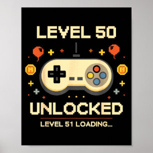 Lustiger Level 50 freigeschalteter Gamer 50. Gebur Poster