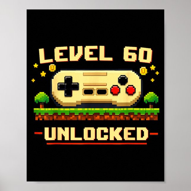 Lustiger Level 60 freigeschaltet Videospiel 60. Ge Poster (Vorne)