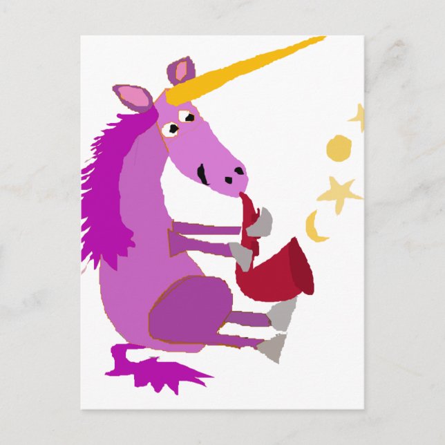 Lustiger lila Unicorn, der den Saxophone spielt Postkarte (Vorderseite)